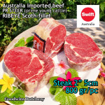Beef Ribeye AUSTRALIA PR STEER (prime young cattle) AGED by producer brand SWIFT FROZEN steak cuts 3/4 & 1 inch price/kg 3-4pcs (Scotch-Fillet / Cube-Roll)